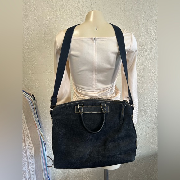 Dooney & Bourke Black Crossbody Bag Textured Florentine vacchetta  Leather as is - Picture 6 of 15